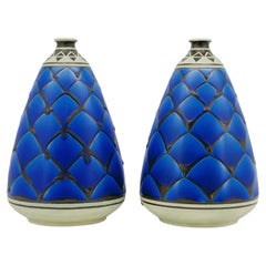 Moulin-des-Loups, Orchies, French Art Deco Ceramic Pair of Vases, 1920