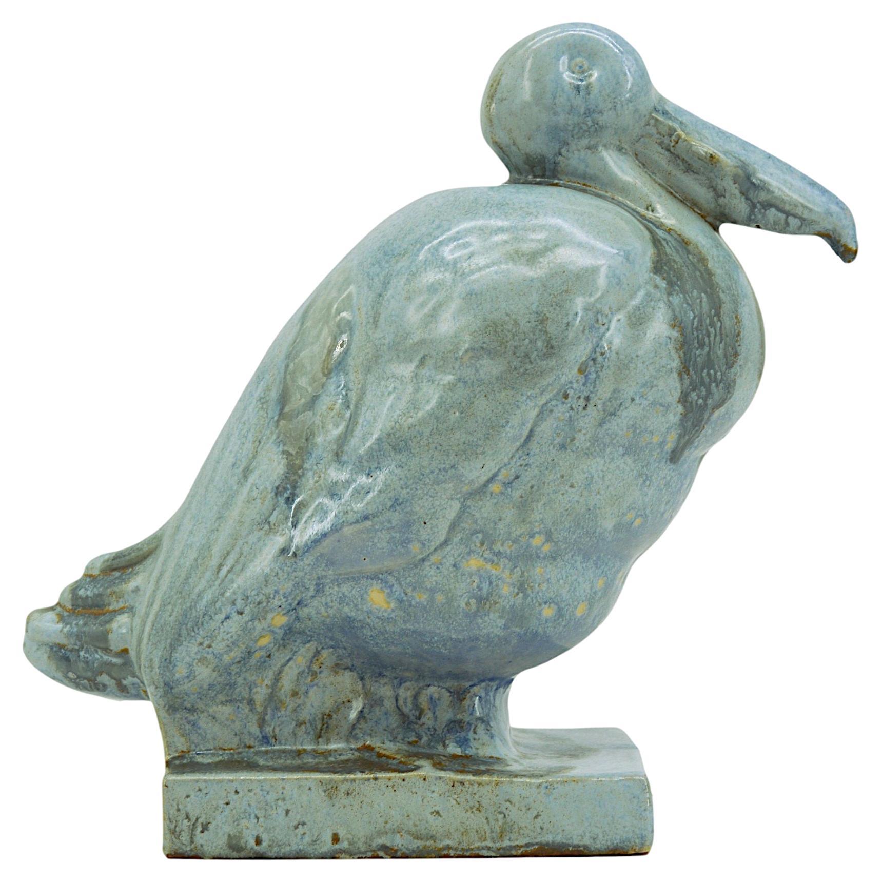 Moulin-des-Loups, Orchies, French Art Deco Stoneware Gull, 1930s For Sale