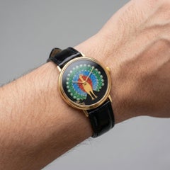 Moulin Peacock Dial Gemstone Studded Quartz Vintage Watch