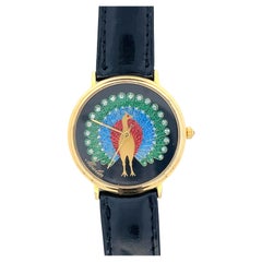 Moulin Peacock Dial Gemstone Studded Quartz Vintage Watch