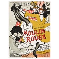 "Moulin Rouge" Original Vintage Danish Movie Poster by Maggi Baaring, 1955