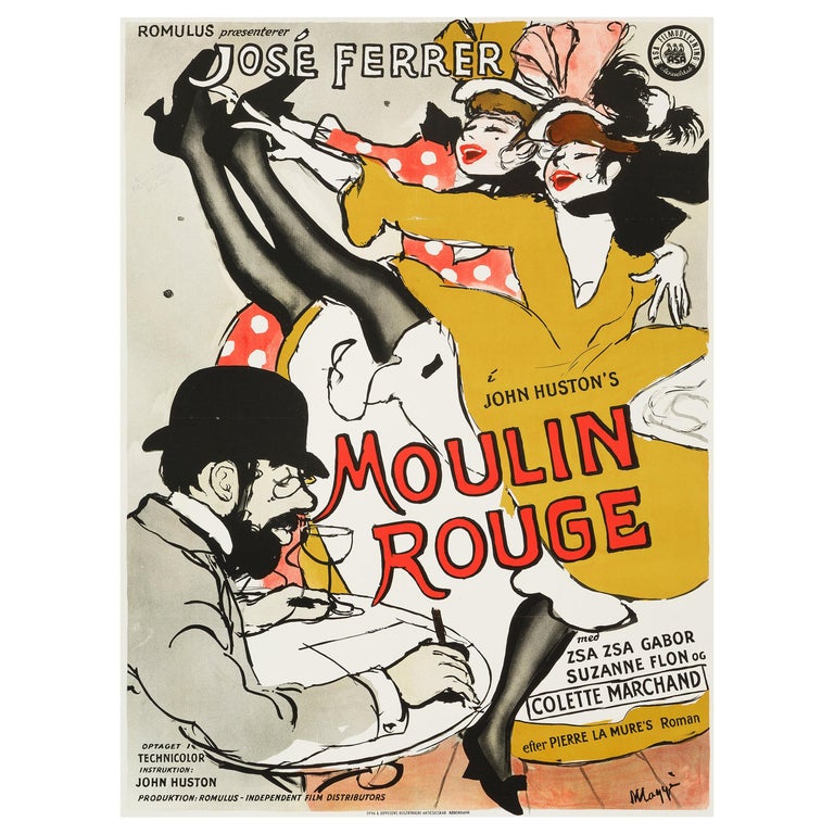 prop enkel Ungkarl Moulin Rouge" Original Vintage Danish Movie Poster by Maggi Baaring, 1955  For Sale at 1stDibs