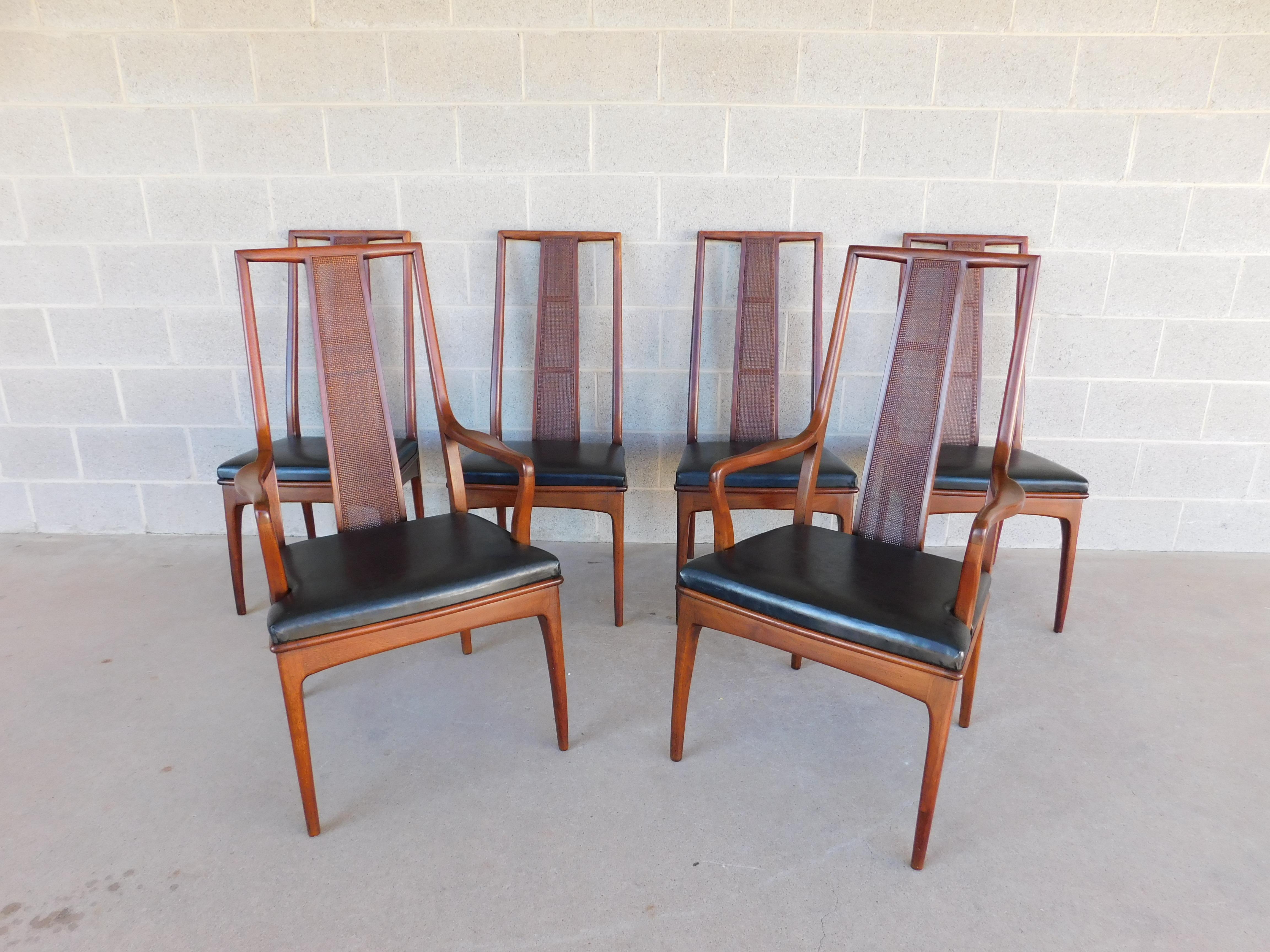 Mid-Century Modern Mount Airy Chair Co. Mid Century John Stuart Walnut Dining Chairs - Set of 6