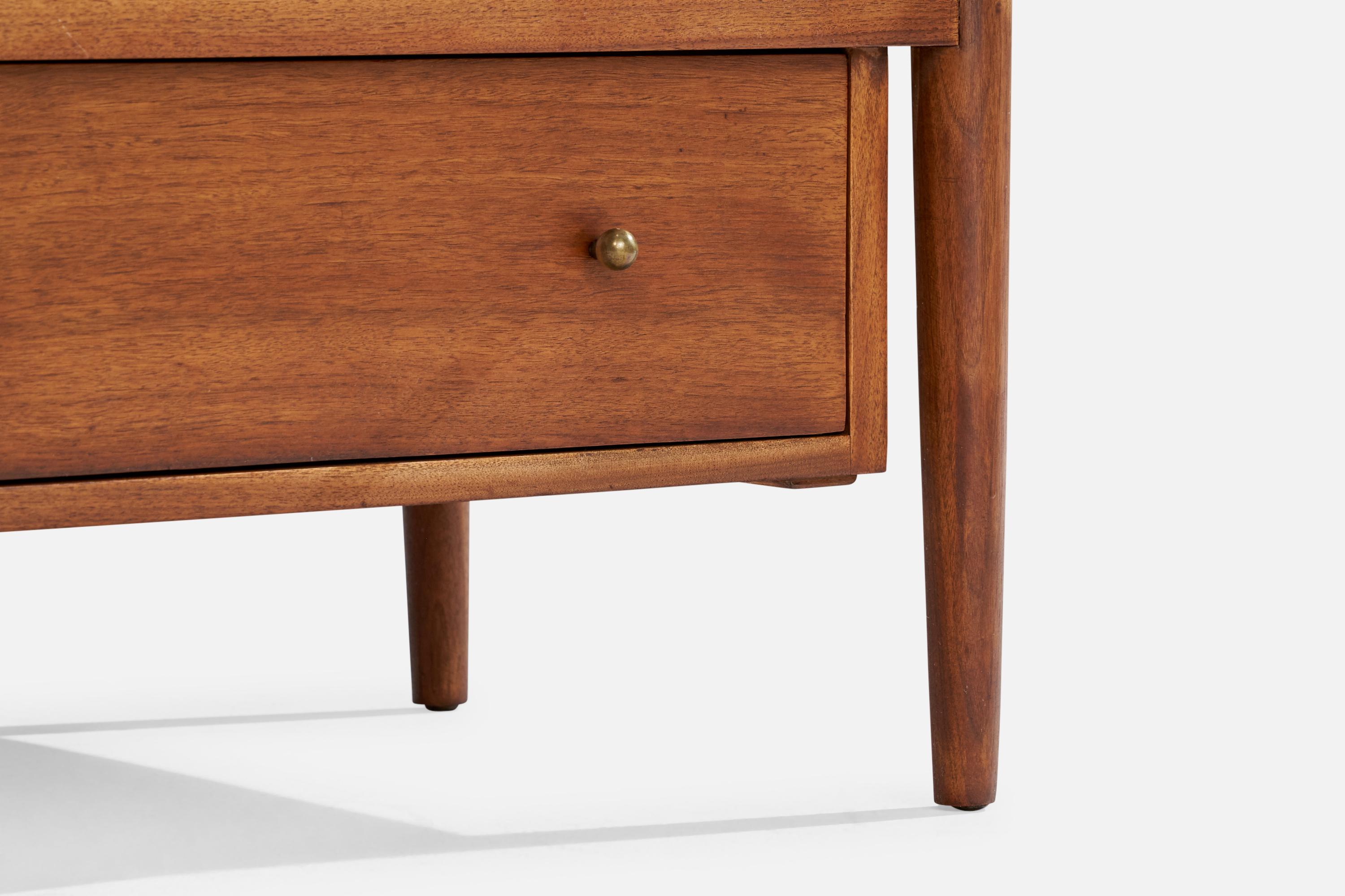 Mid-20th Century Mount Airy, Chest of Drawers, Walnut, Brass, USA, 1950s For Sale