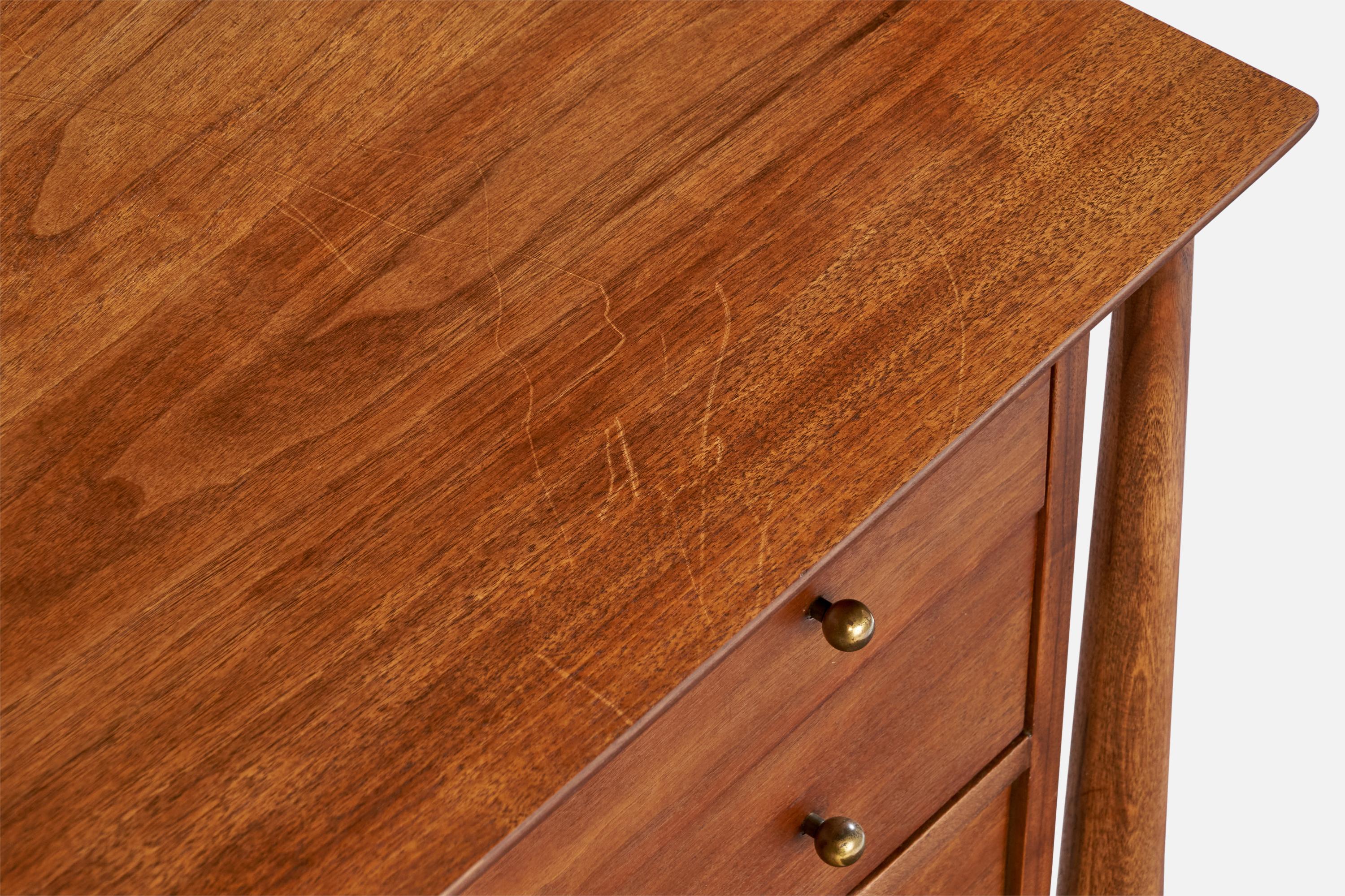 Mount Airy, Chest of Drawers, Walnut, Brass, USA, 1950s For Sale 3