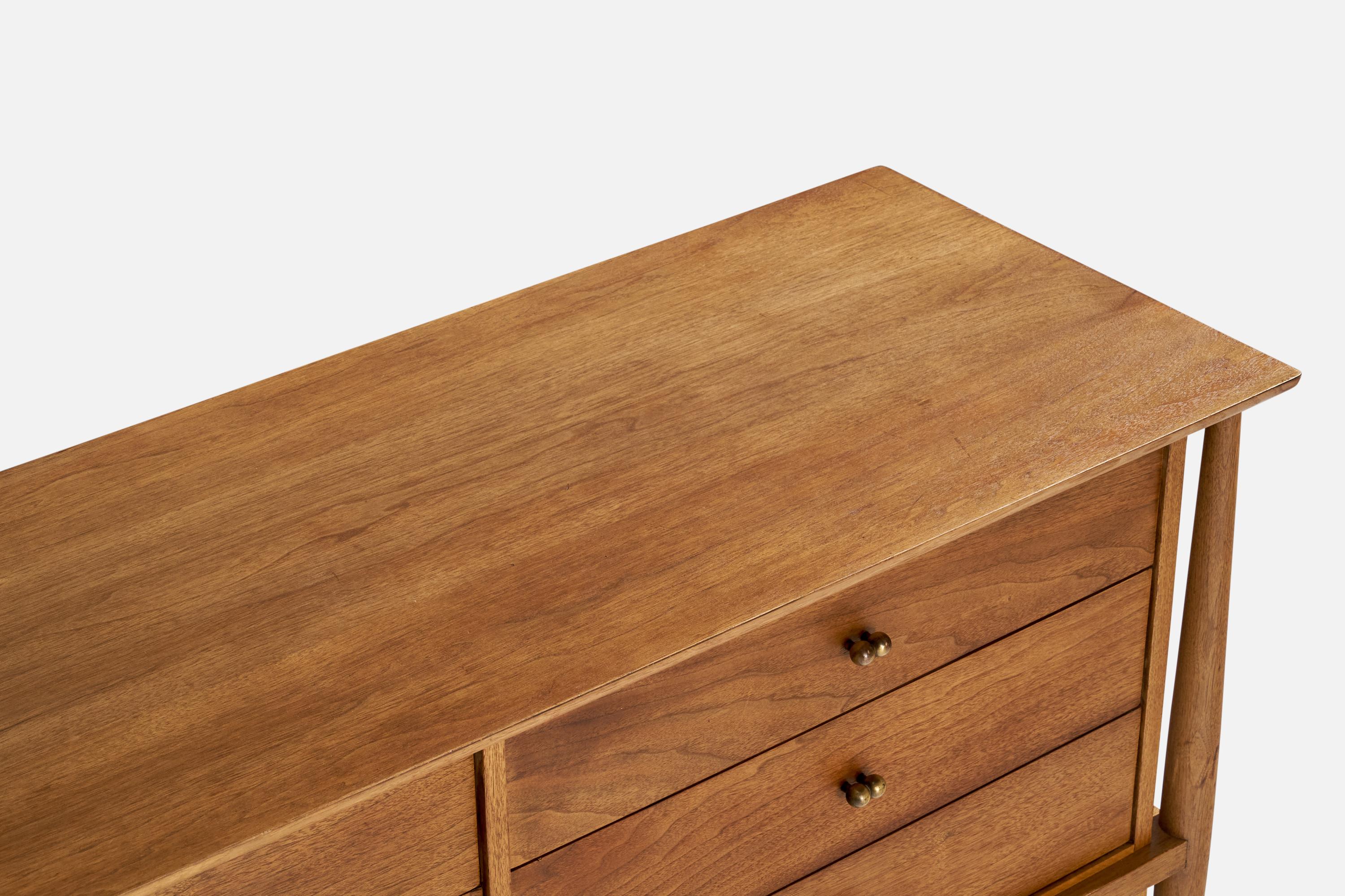 Mount Airy, Dresser, Walnut, Brass, USA, 1950s For Sale 2