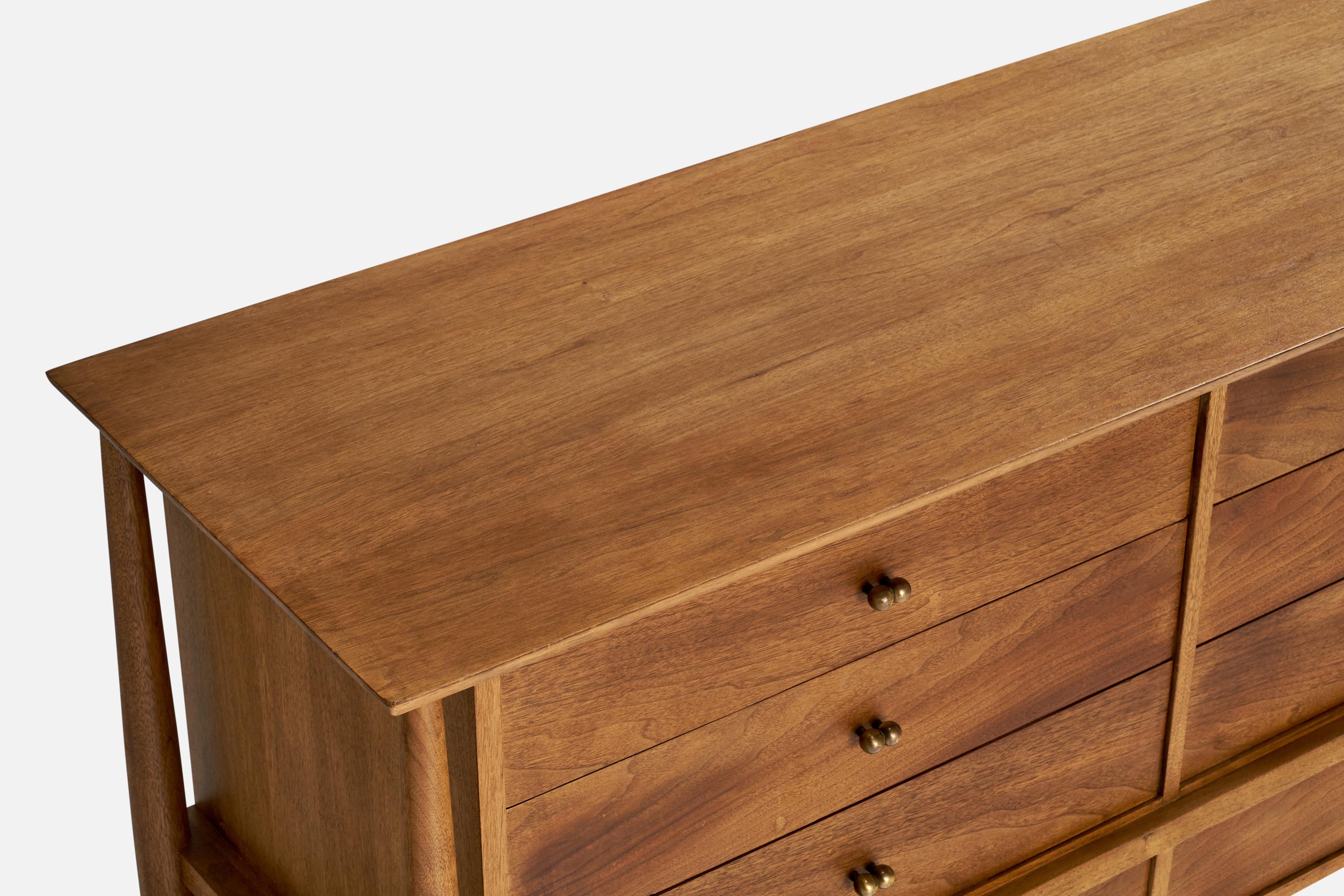 Mount Airy, Dresser, Walnut, Brass, USA, 1950s For Sale 3