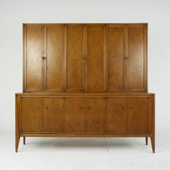 Mount Airy Facade Collection Mid Century Walnut Buffet and Hutch