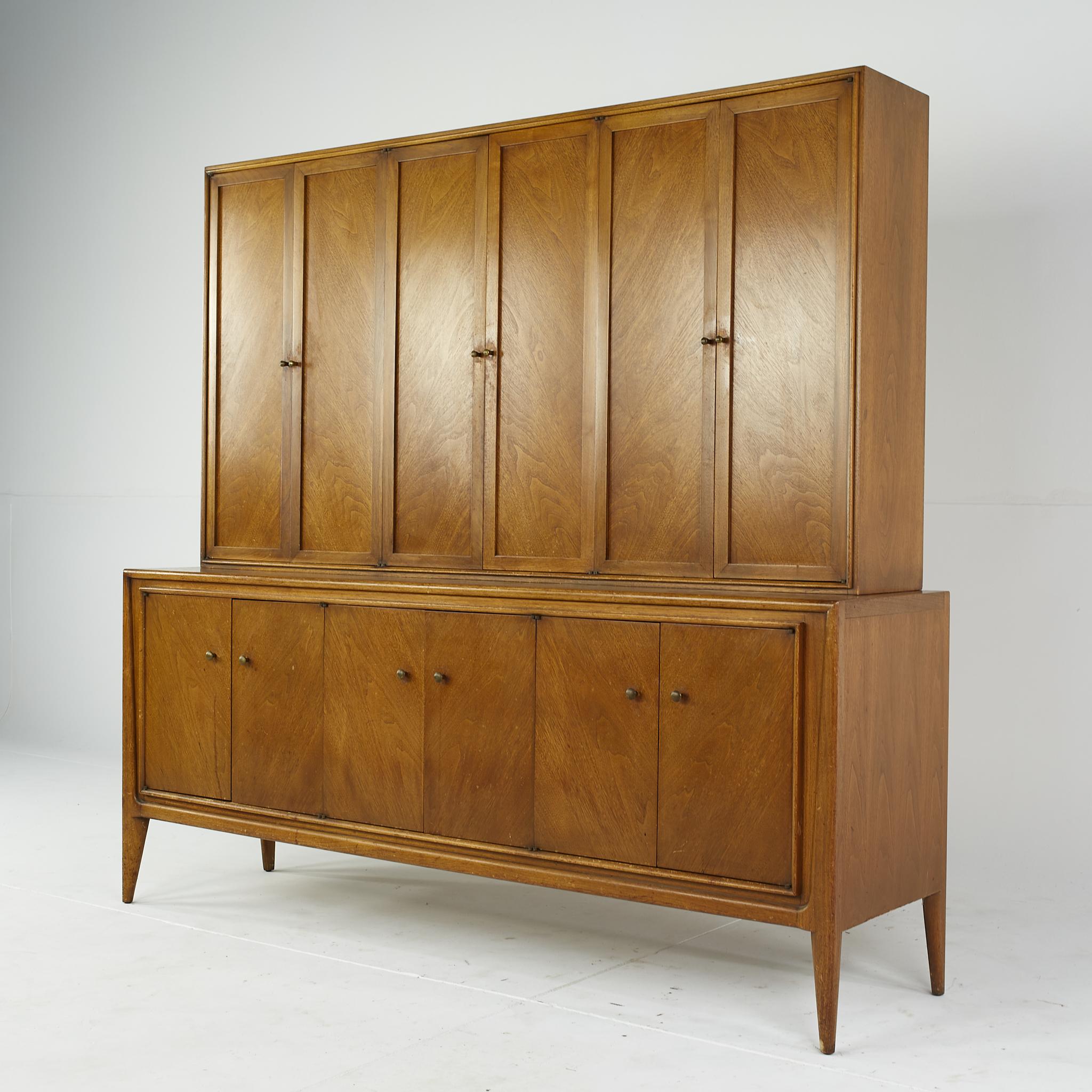 Mid-Century Modern Mount Airy Facade Collection Mid Century Walnut Buffet and Hutch