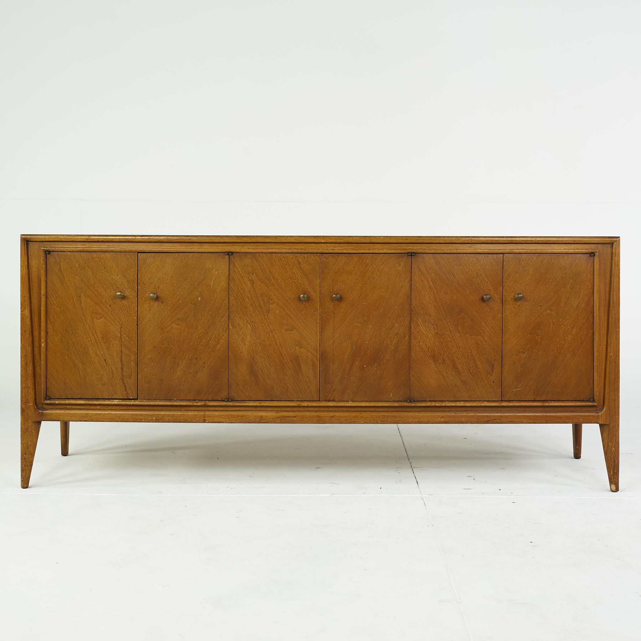 Mount Airy Facade Collection Mid Century Walnut Buffet and Hutch 2