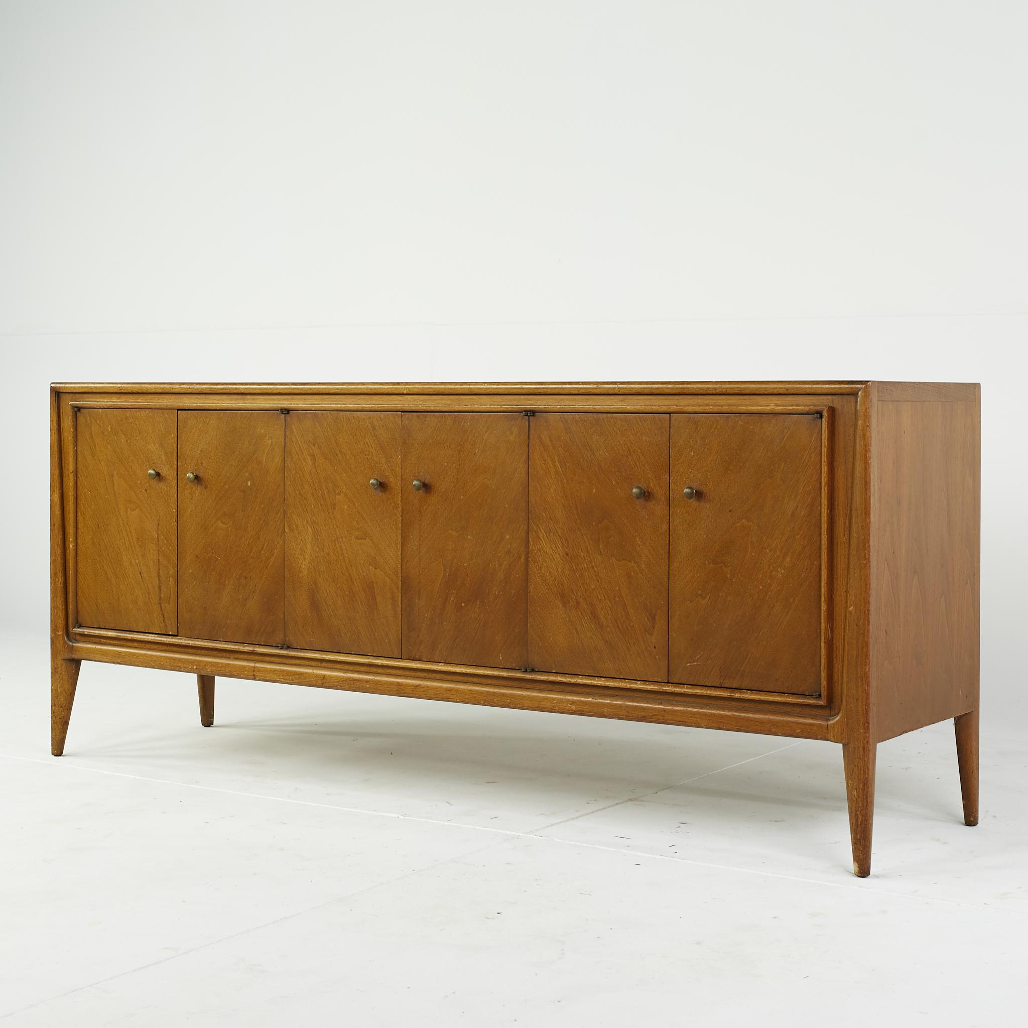 Mount Airy Facade Collection Mid Century Walnut Buffet and Hutch 3
