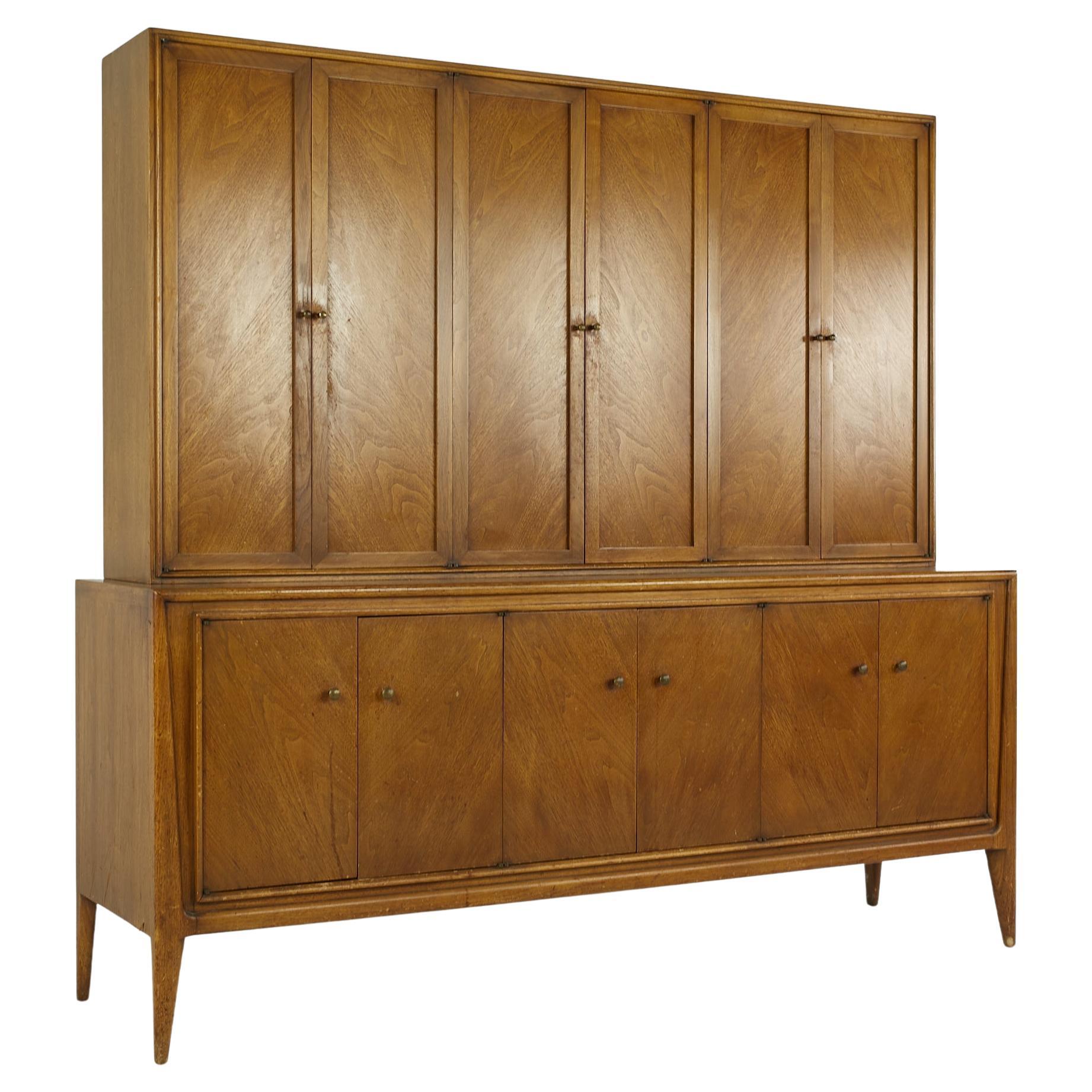 Mount Airy Facade Collection Mid Century Walnut Buffet and Hutch