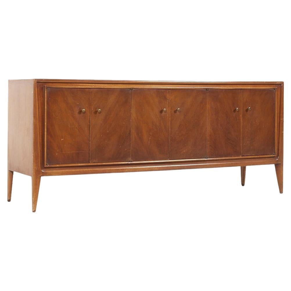 Mount Airy Facade Mid Century Walnut and Brass Credenza