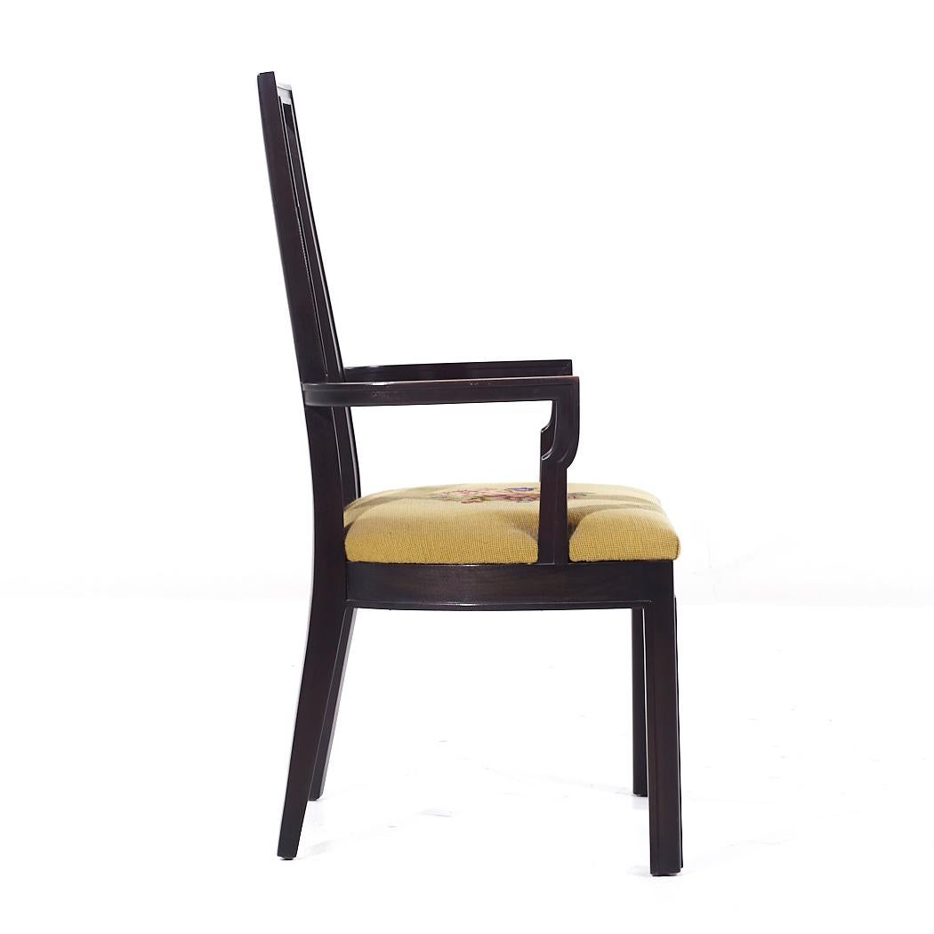 Upholstery Mount Airy Janus Mid Century Captains Dining Chairs - Pair For Sale