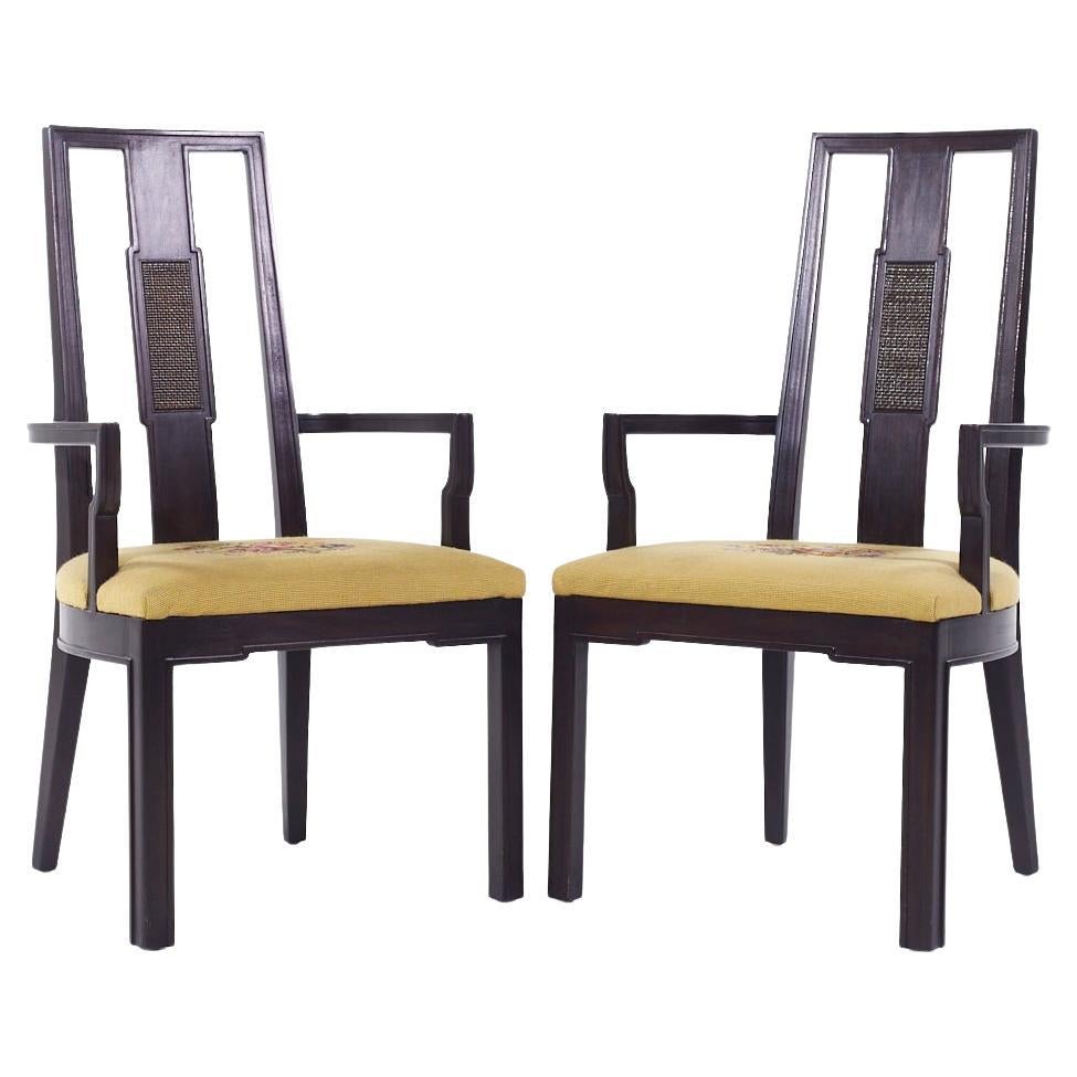 Mount Airy Janus Mid Century Captains Dining Chairs - Pair For Sale