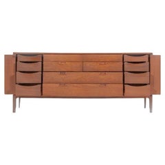 Mount Airy Janus Mid Century Walnut 14 Drawer Lowboy Dresser Credenza Beautiful
