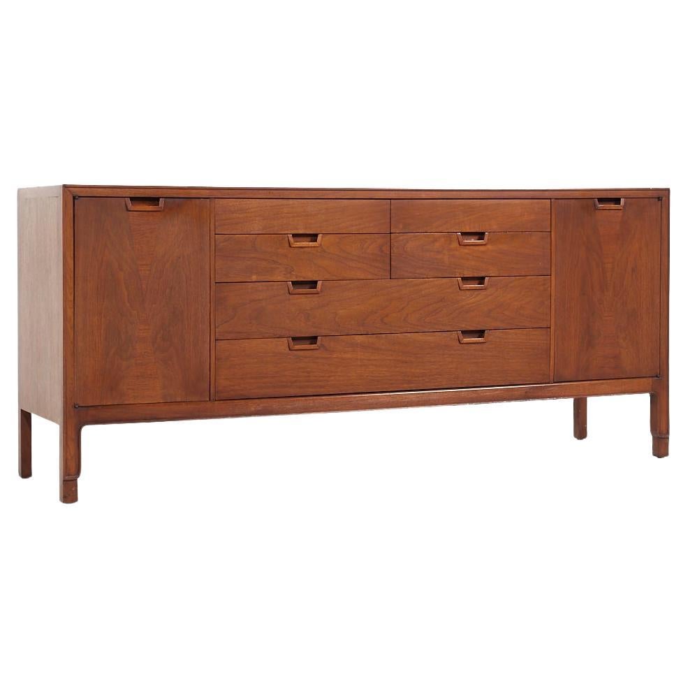 SOLD 03/26/24 Mount Airy Janus MCM Walnut 14 Drawer Lowboy Dresser Credenza