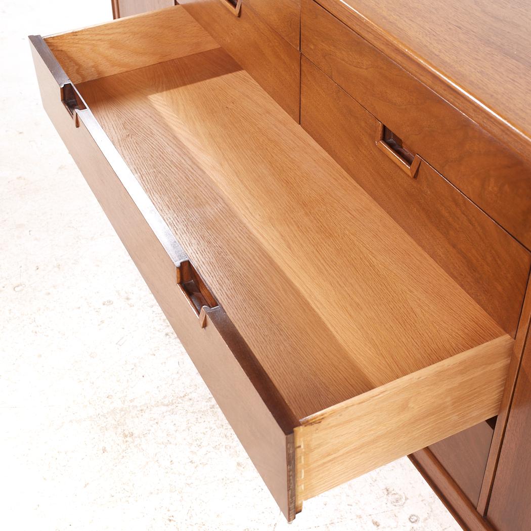 Mount Airy Janus Mid Century Walnut 14 Drawer Lowboy Dresser For Sale 5