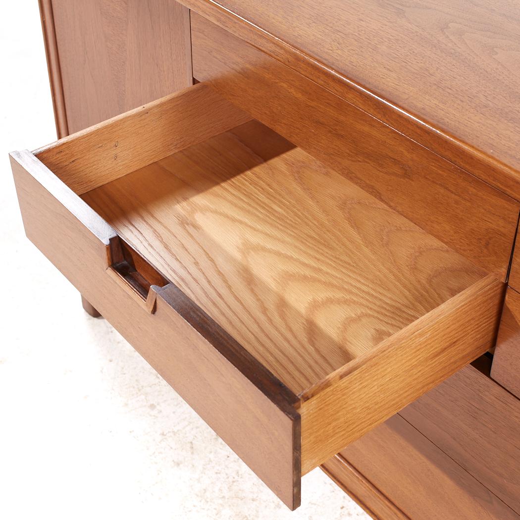 Mount Airy Janus Mid Century Walnut 14 Drawer Lowboy Dresser For Sale 6