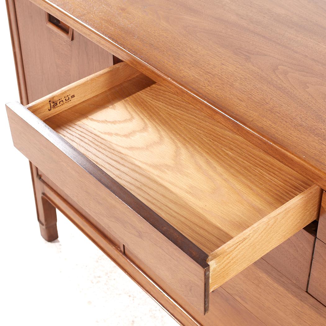 Mount Airy Janus Mid Century Walnut 14 Drawer Lowboy Dresser For Sale 7