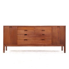Mount Airy Janus Mid Century Walnut 14 Drawer Lowboy Dresser