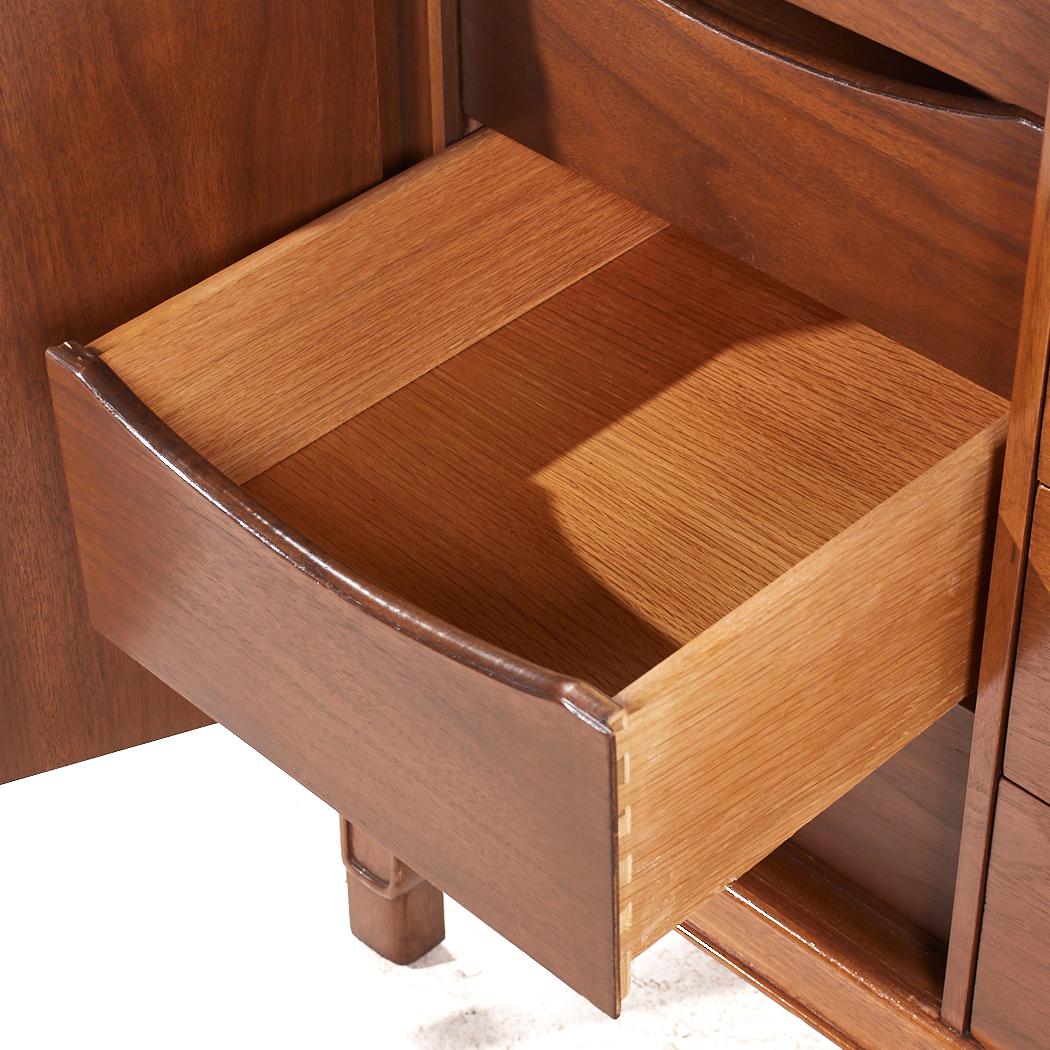 Mount Airy Janus Mid Century Walnut 14 Drawer Lowboy Dresser For Sale 2