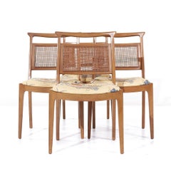 Mount Airy Janus Mid Century Walnut and Cane Dining Chairs - Set of 4