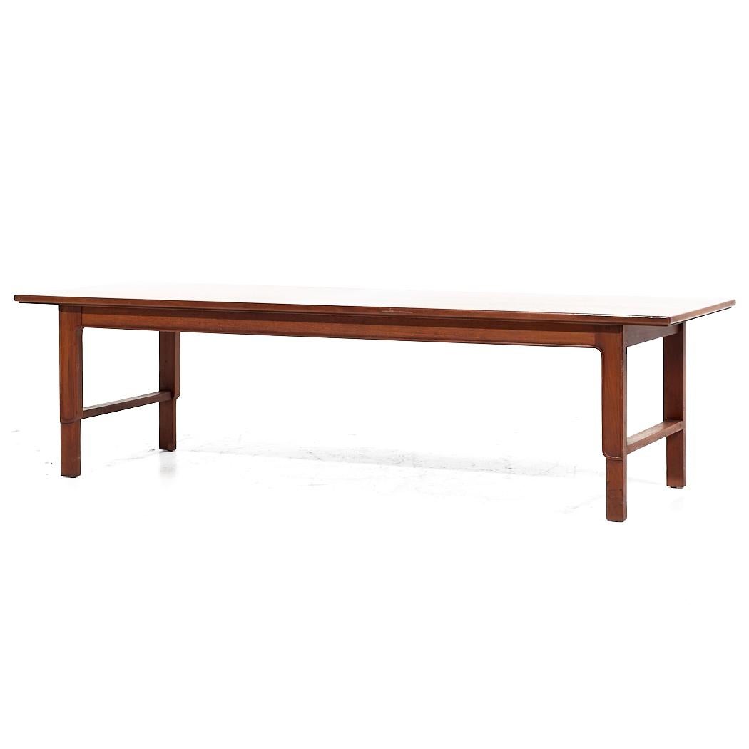 Mid-Century Modern Mount Airy Janus Mid Century Walnut Bench Coffee Table For Sale