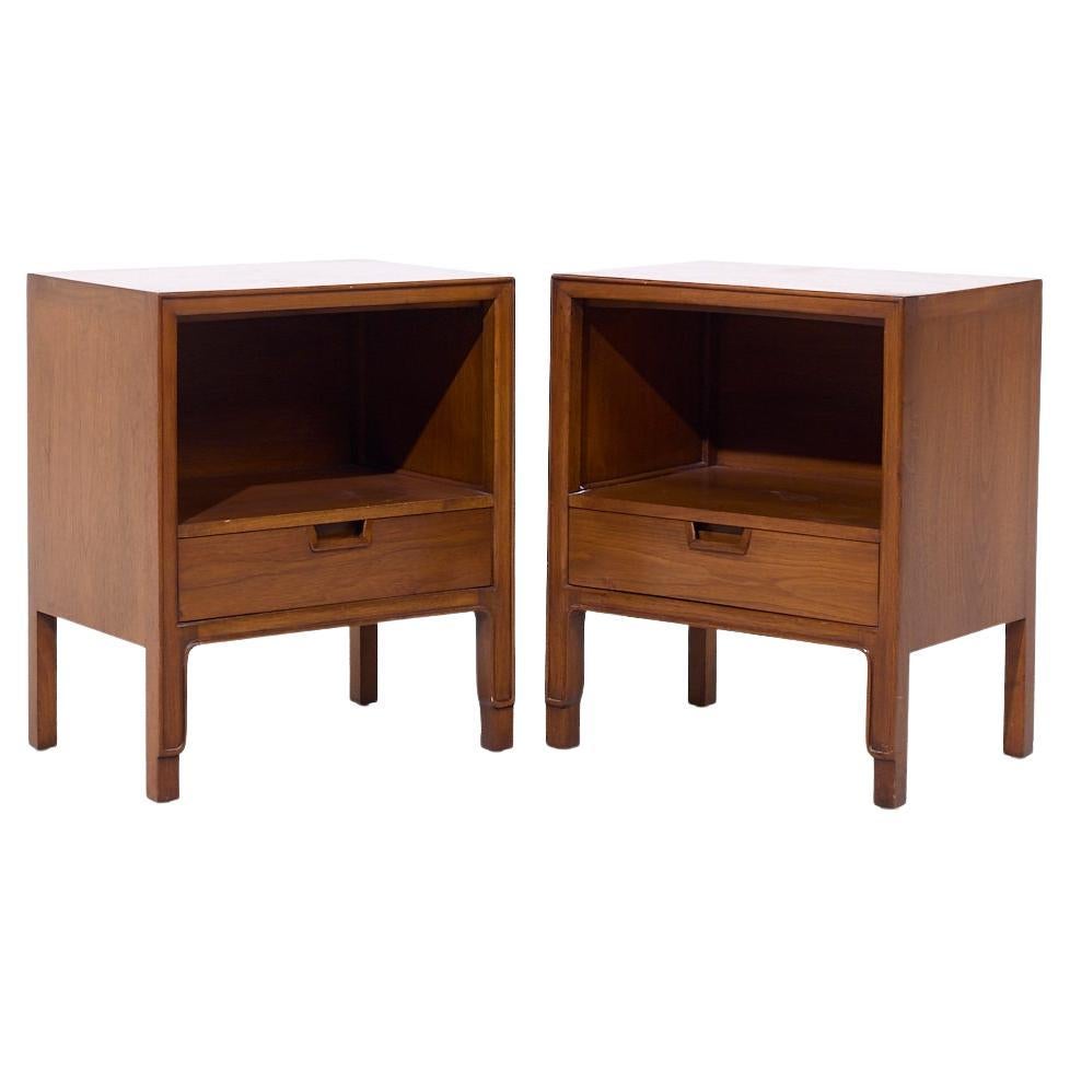 Mount Airy Janus Mid Century Walnut Nightstands - Pair