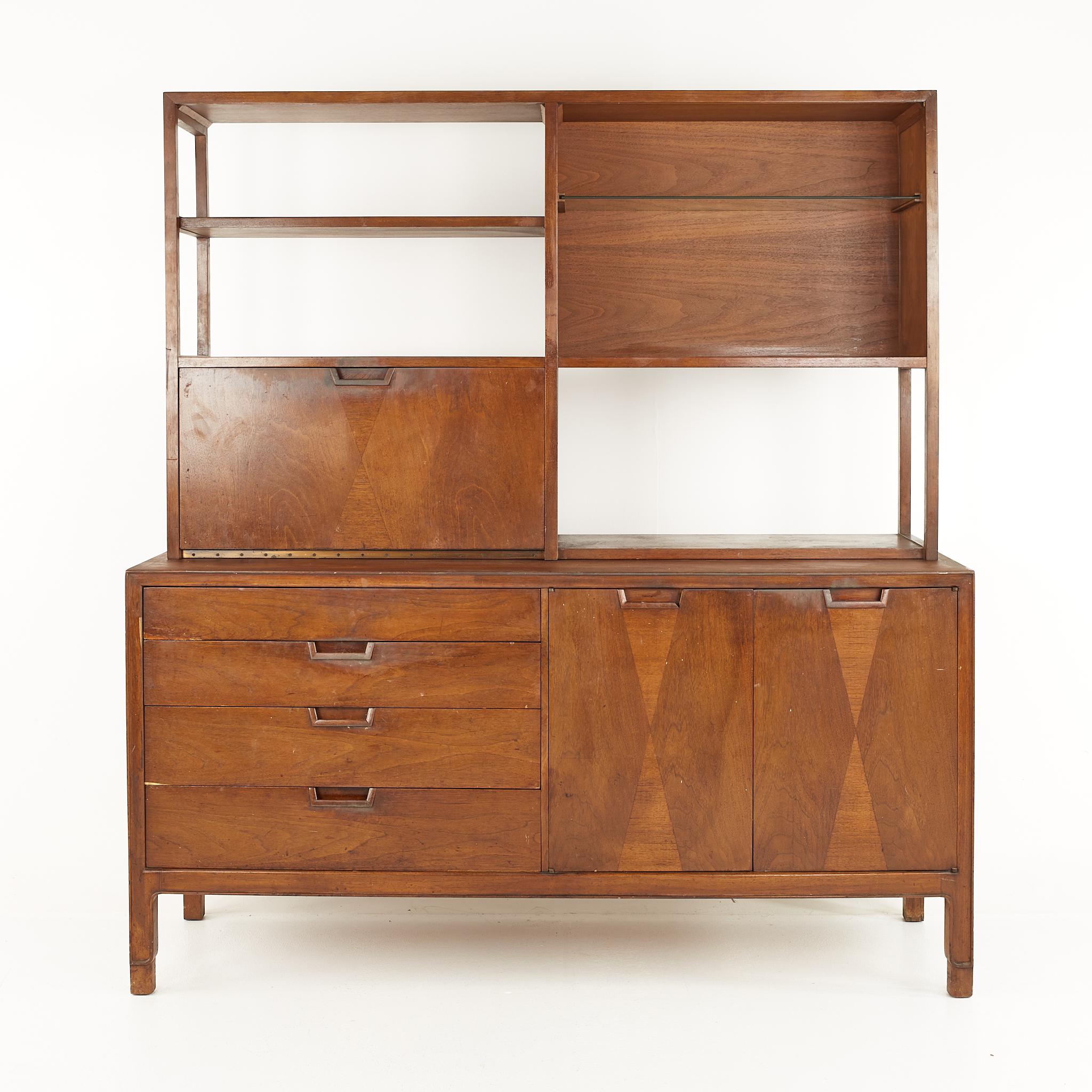 Mount Airy mid century walnut buffet with hutch

This buffet measures: 62 wide x 19 deep x 31.75 inches high
This hutch measures: 59.25 wide x 12 deep x 36 inches high

All pieces of furniture can be had in what we call restored vintage