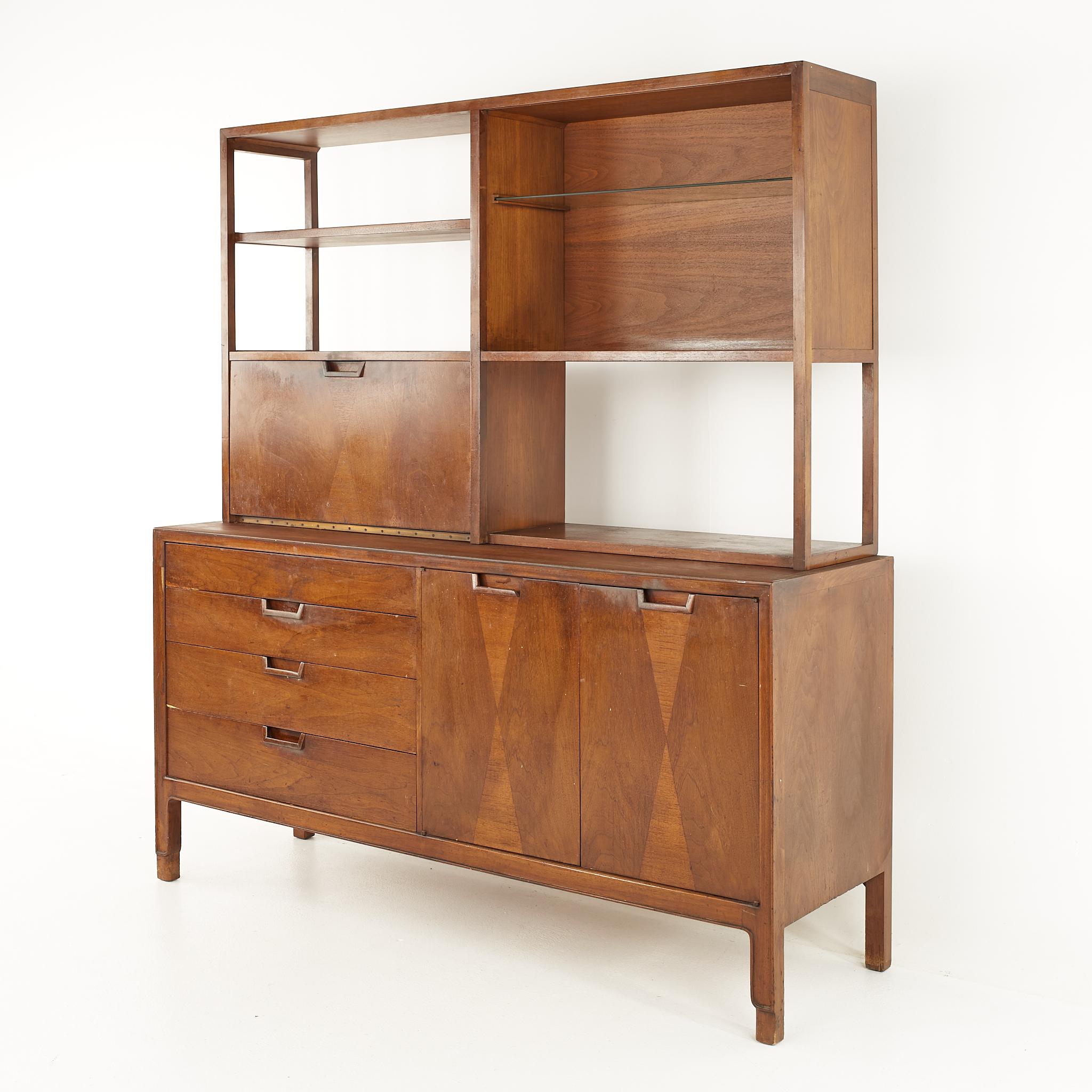 Mid-Century Modern Mount Airy Mid Century Walnut Buffet with Hutch