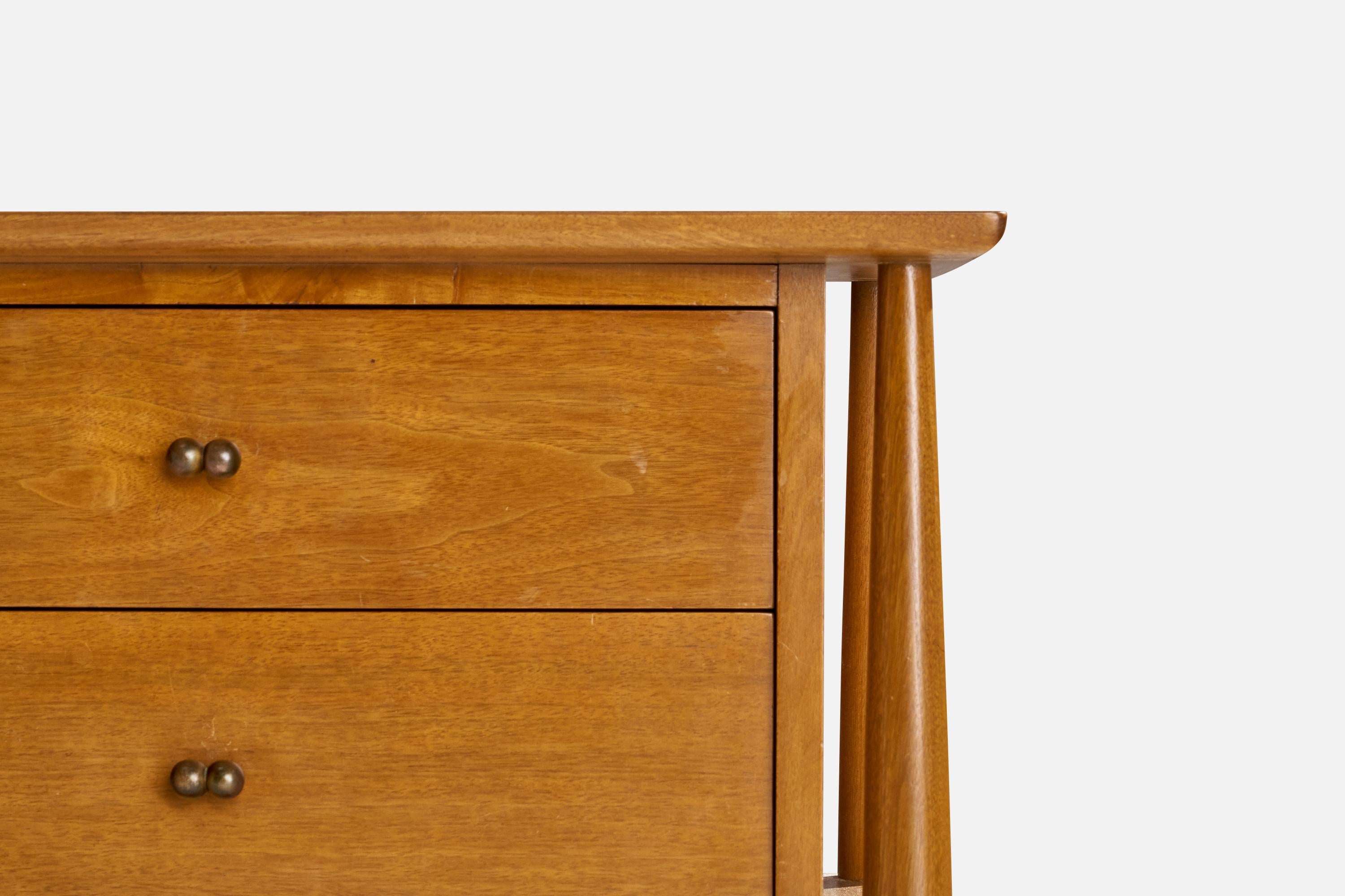 Laiton Mount Airy, tables de nuit, noyer, laiton, États-Unis, années 1950 en vente