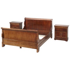 Mount Airy Queen Size Bed with Matching Nightstands in a Louis Philippe Style