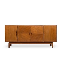 Mount Airy Style Mid Century Walnut Harlequin Credenza