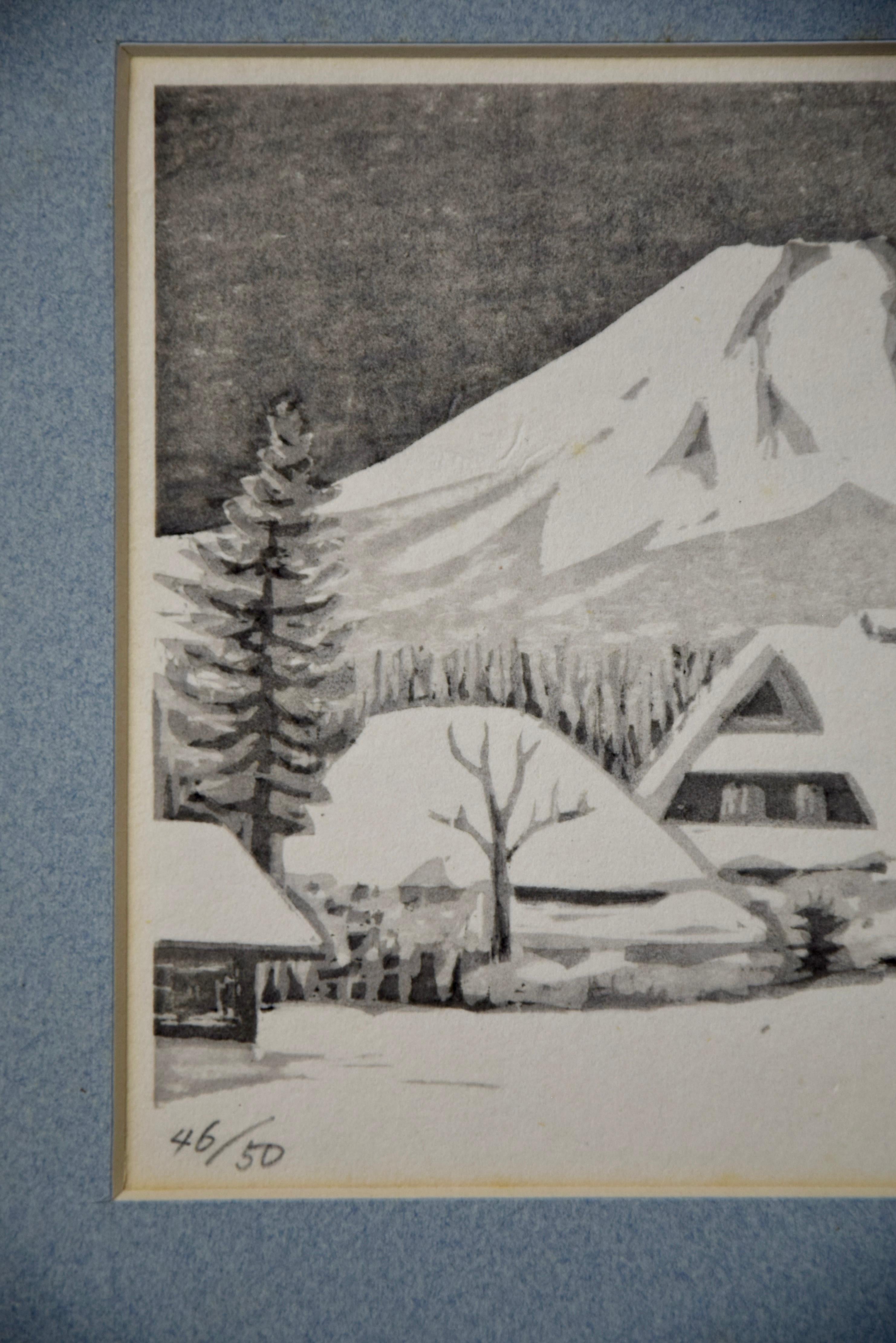 Modern Mount Fuji Traditional Japanese Woodblock Print 46/50 For Sale