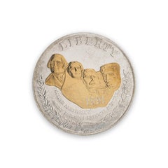 Pièce d'un dollar en argent rehaussée d'or « 50e anniversaire du Mont Rushmore » de 1991, pièce américaine