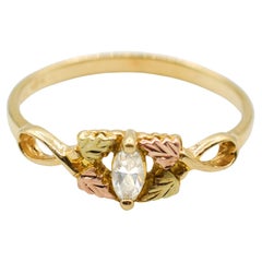 Mount Rushmore Jewelry 10K/12K Black Hills Gold Marquise Diamond Ring