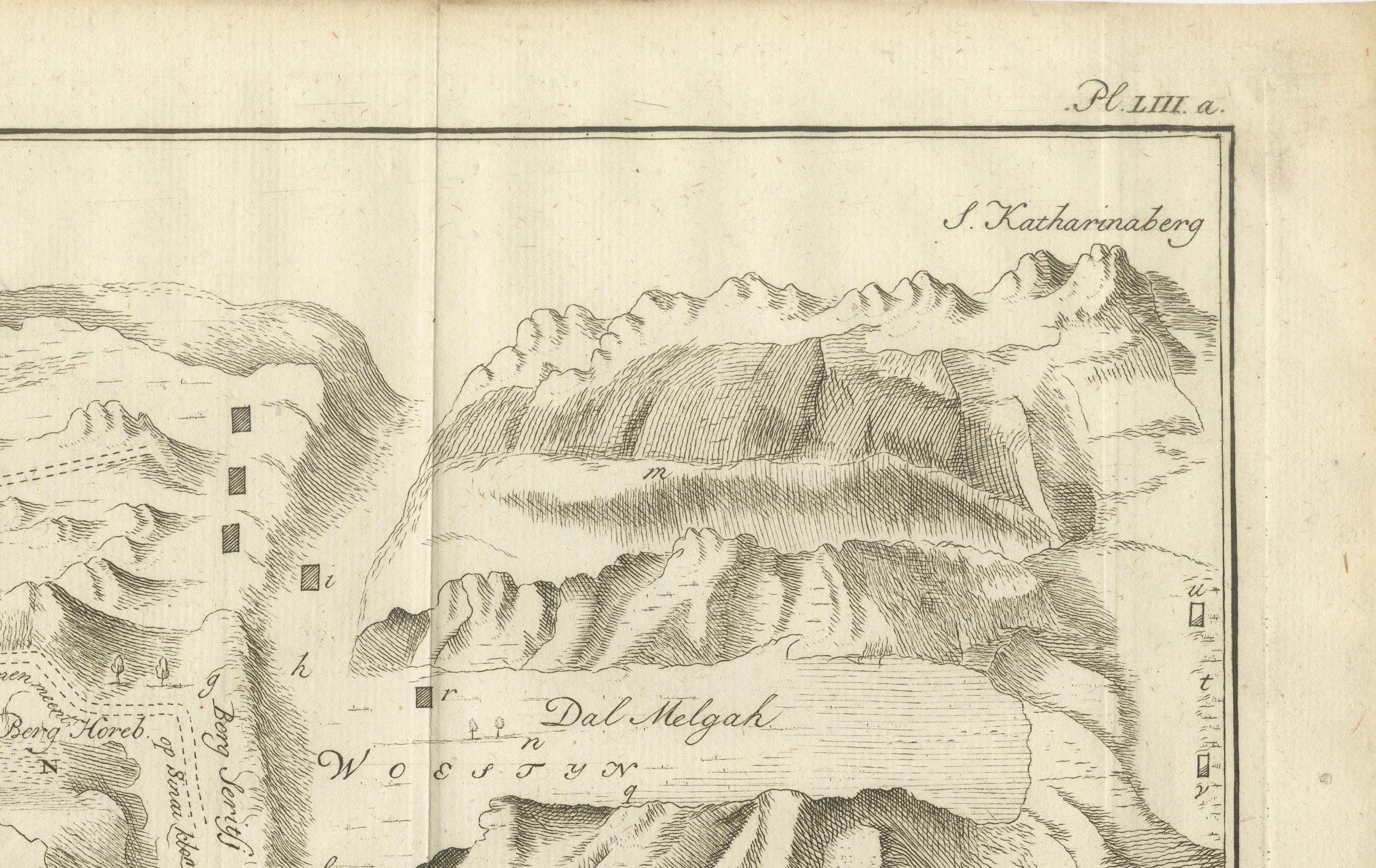 Monte Sinaí y Santa Catalina - Mapa antiguo de los monasterios del Sinaí, 1776 Grabado en venta