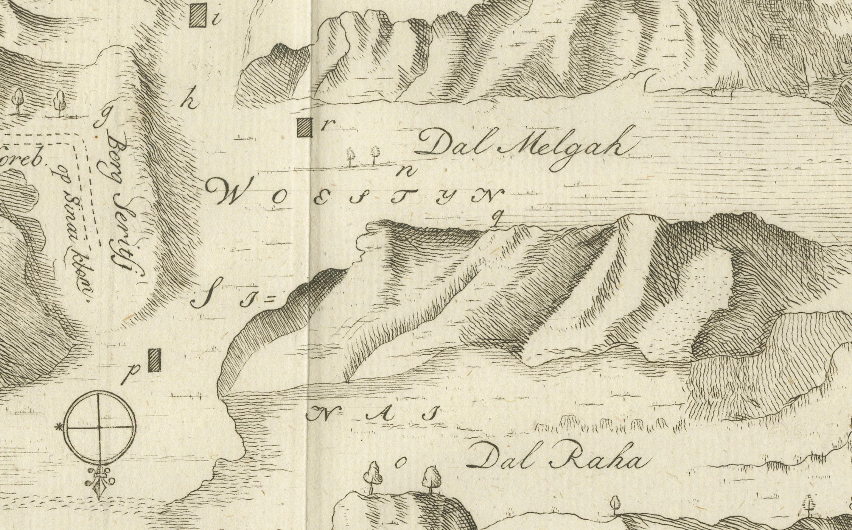 Monte Sinaí y Santa Catalina - Mapa antiguo de los monasterios del Sinaí, 1776 en Bueno estado para la venta en Langweer, NL