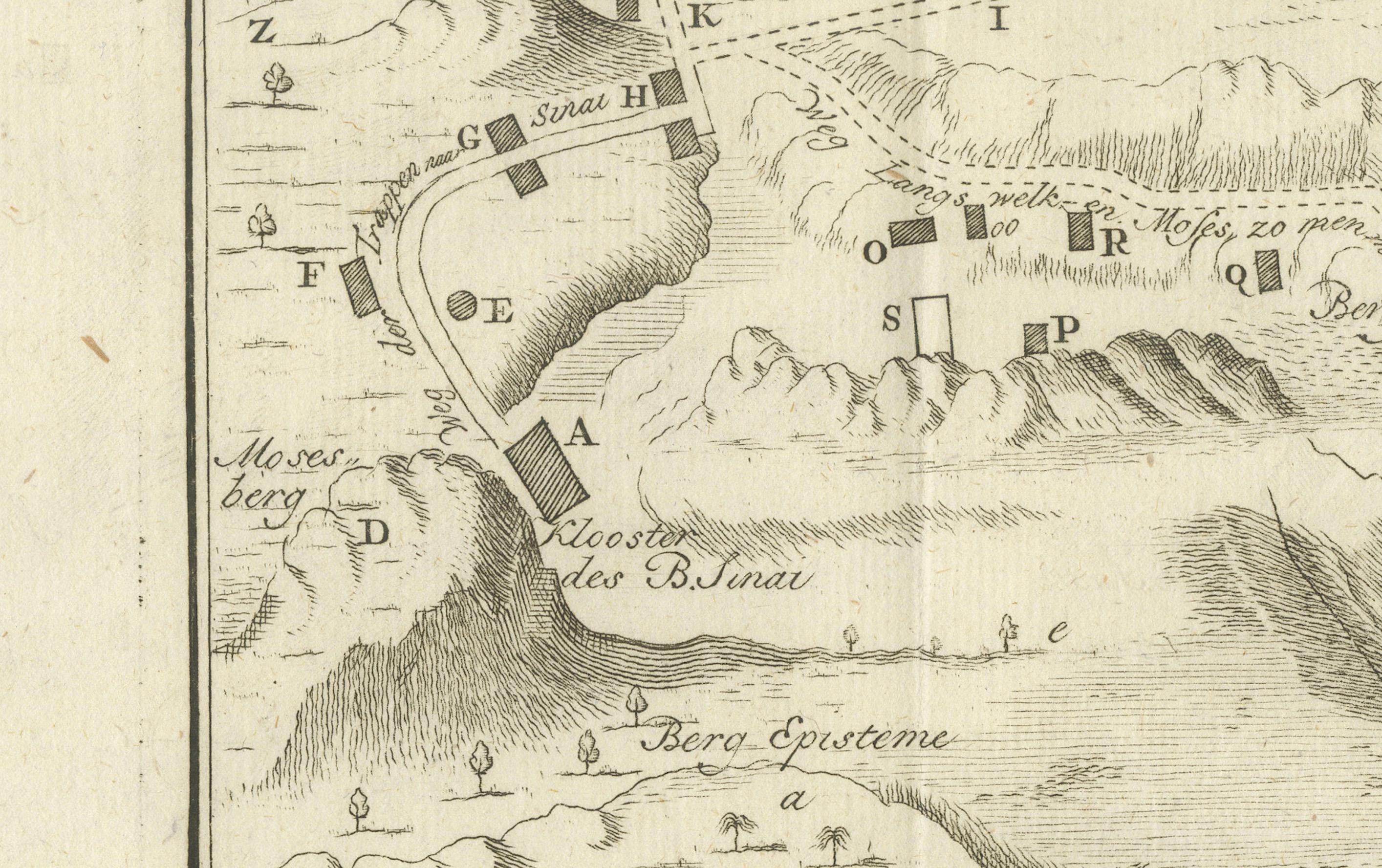 Monte Sinaí y Santa Catalina - Mapa antiguo de los monasterios del Sinaí, 1776 siglo XVIII en venta