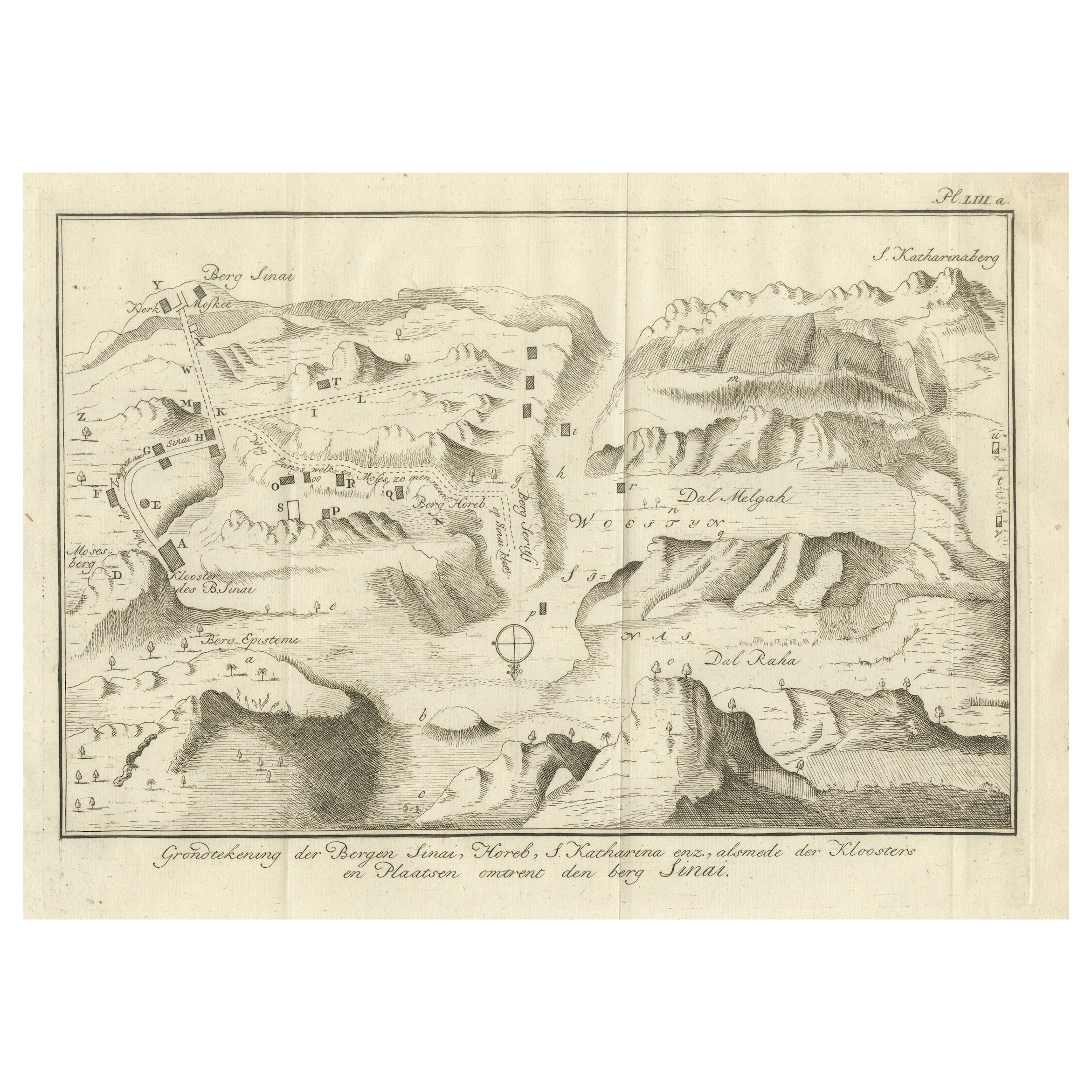 Monte Sinaí y Santa Catalina - Mapa antiguo de los monasterios del Sinaí, 1776