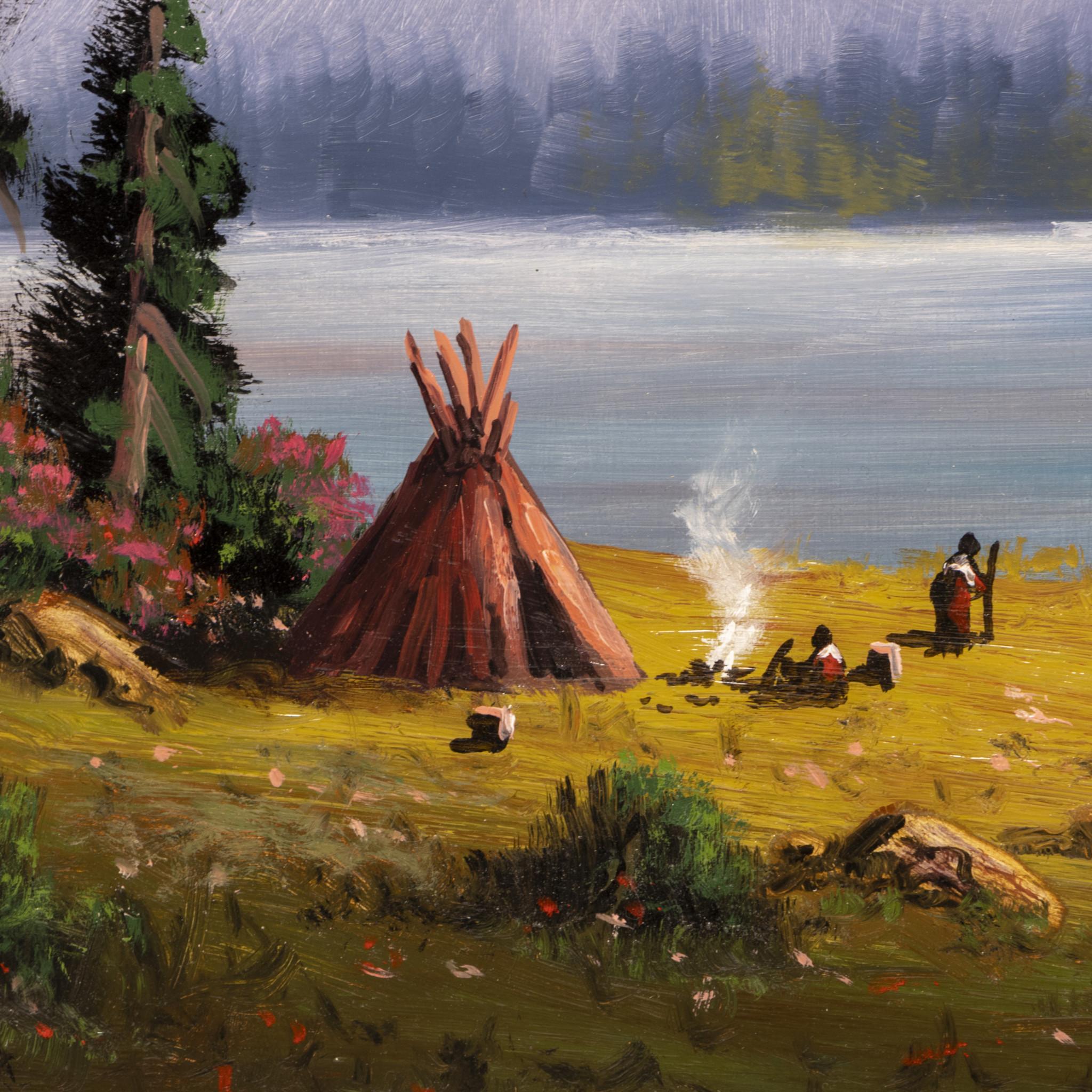 Americano Mount St Helens Long Ago Pittura ad olio originale di Heinie Hartwig in vendita