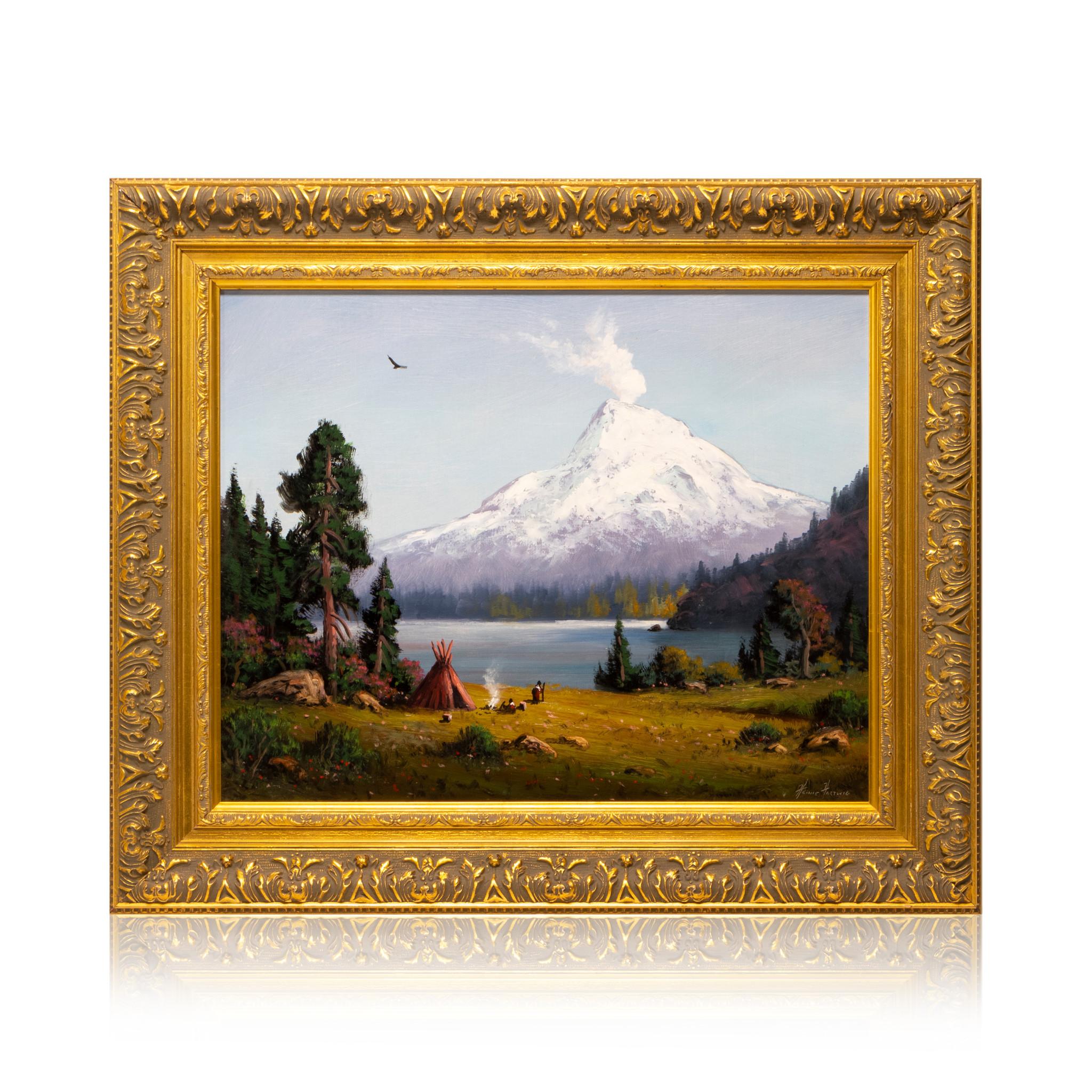 Dipinto a mano Mount St Helens Long Ago Pittura ad olio originale di Heinie Hartwig in vendita