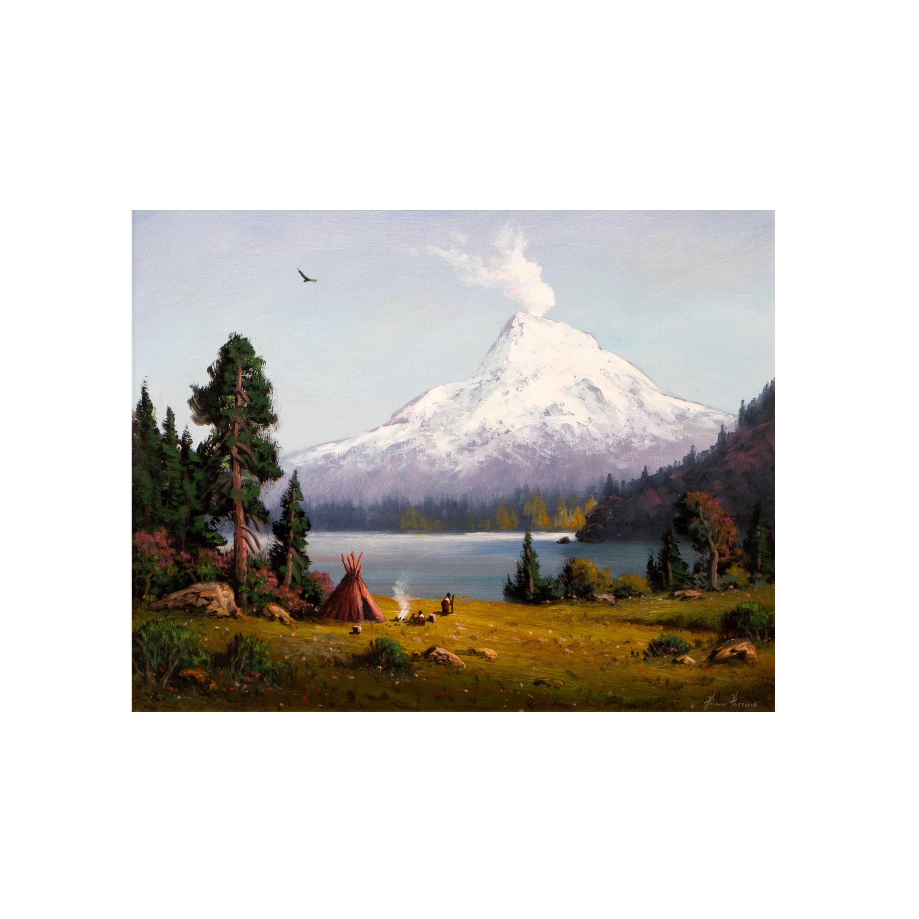 Mount St Helens Long Ago Peinture à l'huile originale de Heinie Hartwig
