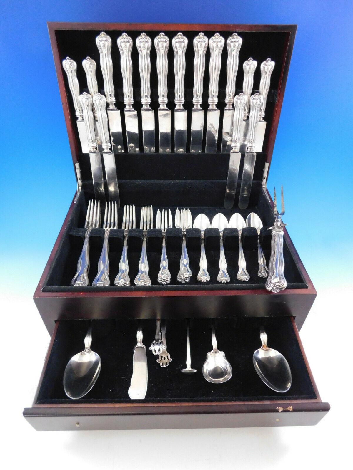 Mount Vernon by Watson Sterling Silver flatware set, 55 pieces. This set includes:

8 dinner size knives, 10 1/8