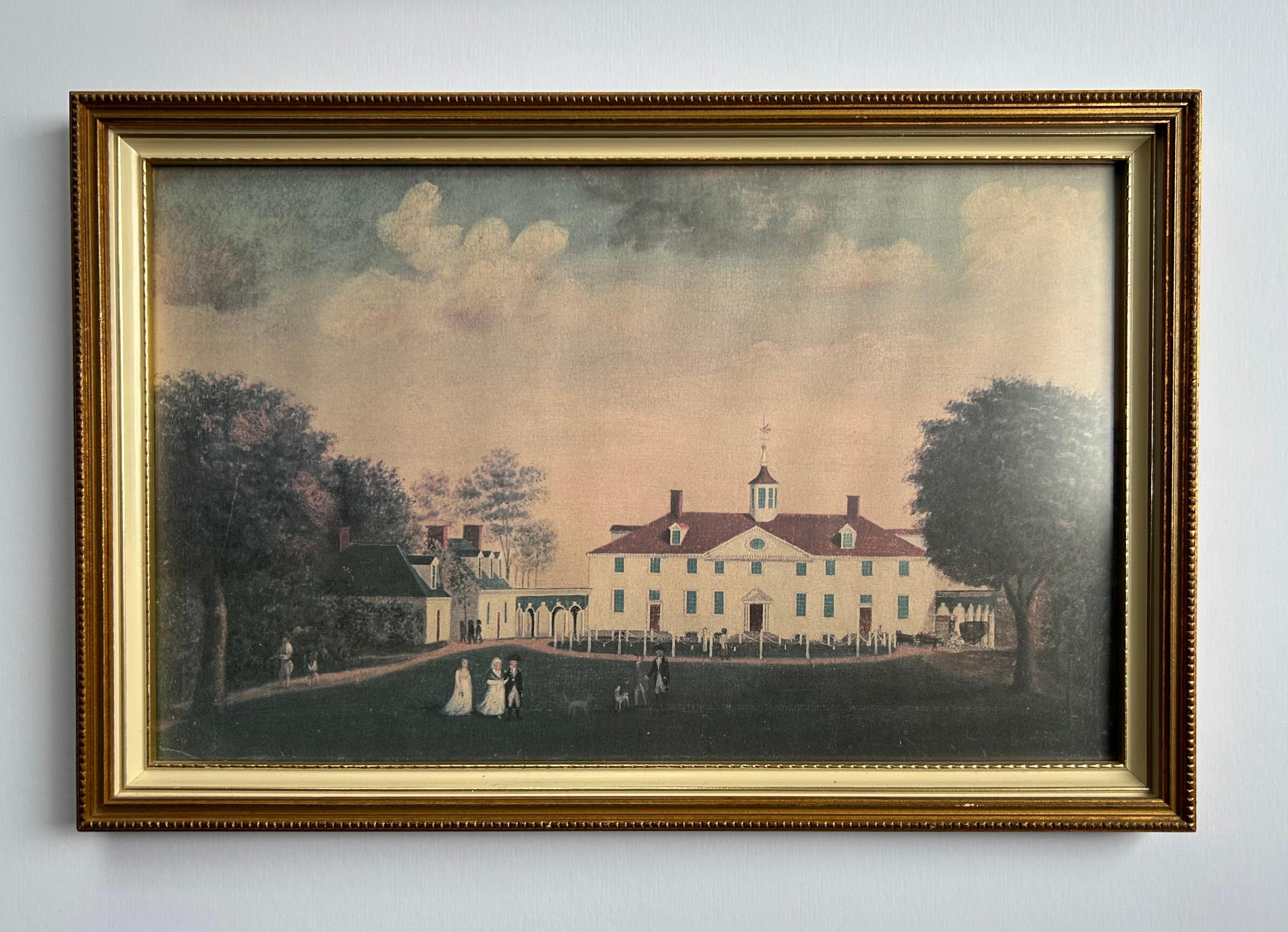 Zwei schöne Vintage-Drucke von Washingtons Mount Vernon, Anfang der 1970er Jahre.
Diese beiden Drucke sind Reproduktionen der berühmten Gemälde der Ost- und Westfront von Mount Vernon, die sich in der Mount Vernon Collection'S befinden. Die