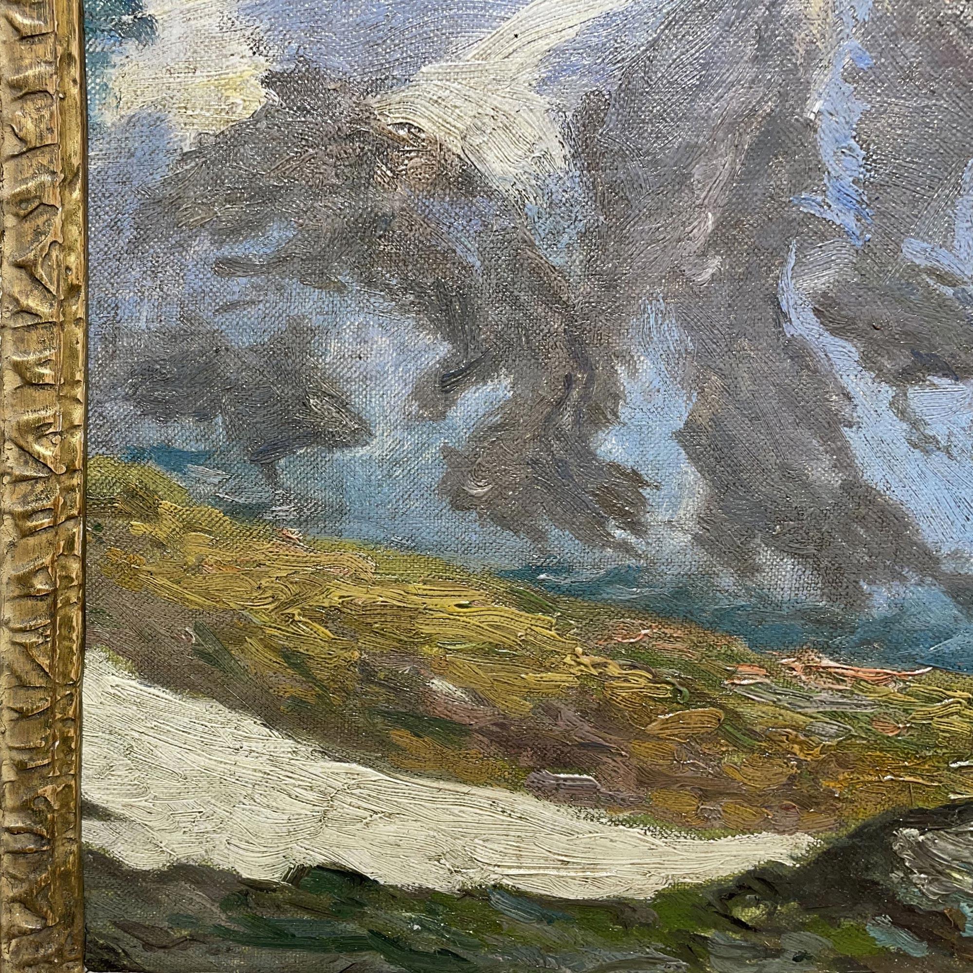 Art déco Peinture de cabane de montagne - Europe 1930