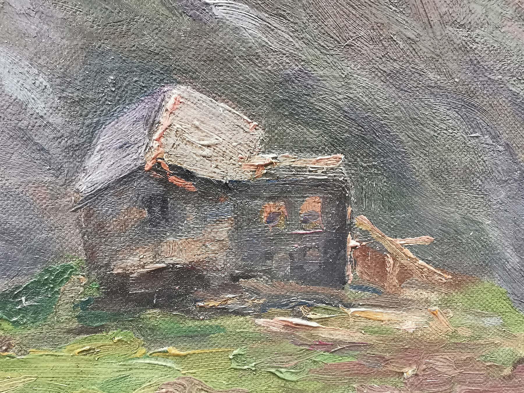 Masonite Mountain Cabin Painting - Europe 1930