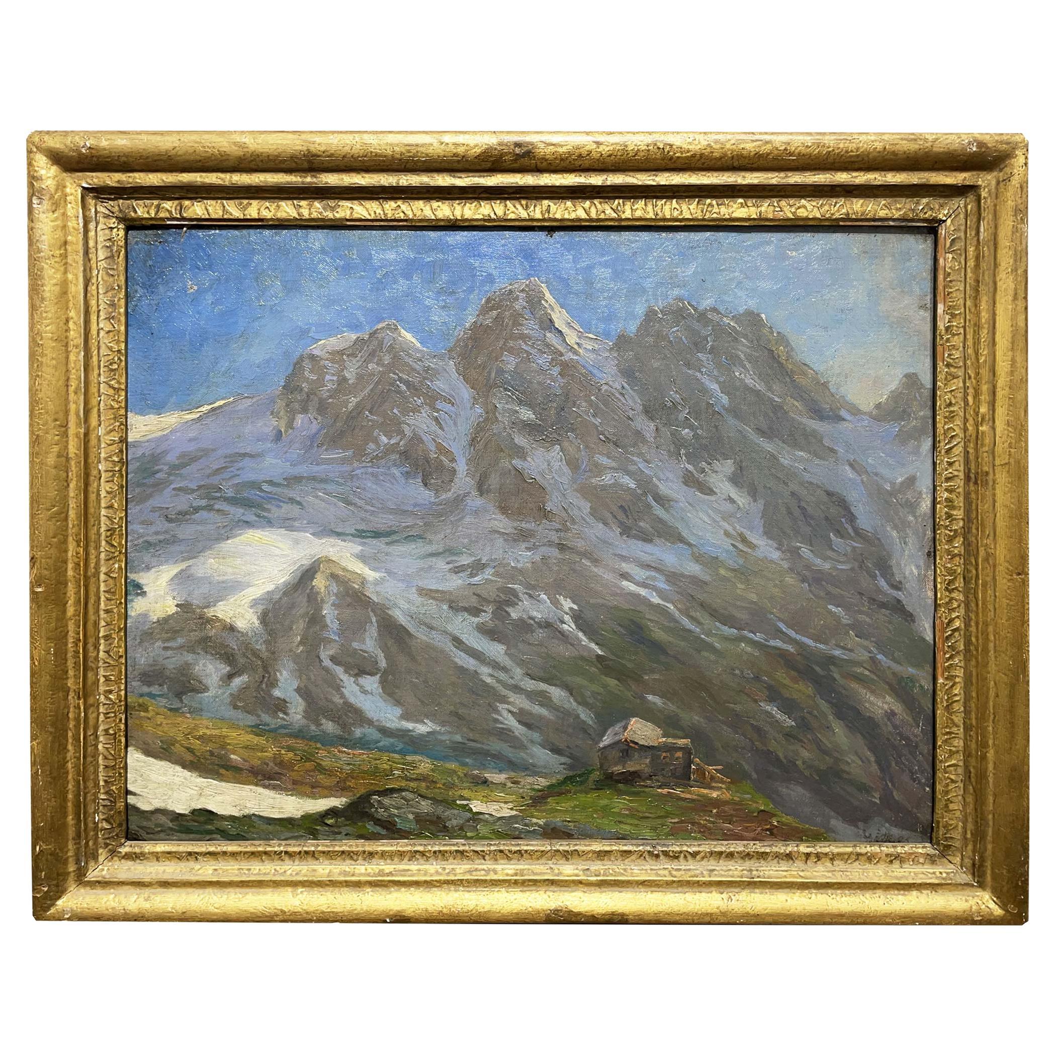 Peinture de cabane de montagne - Europe 1930