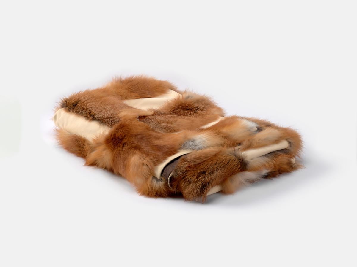 Mountain Chalet Fuchs Wildleder Bett Basis Pelz werfen Luxus Decke kariert von Muchi Decor im Zustand „Neu“ im Angebot in Poviglio, IT